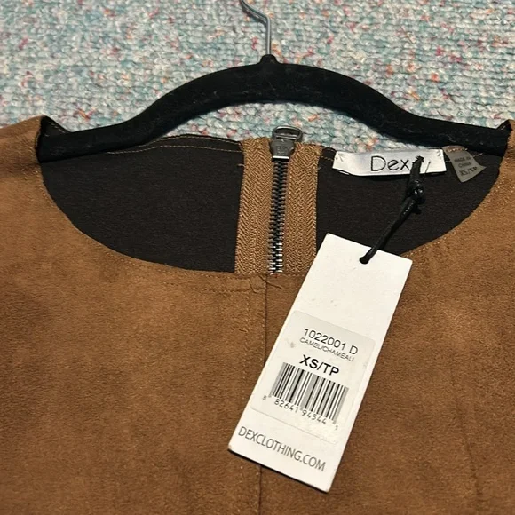 NWT Ladies Size XS Dex short sleeve Faux Suede Drop Waist Dress - Picture 12 of 12